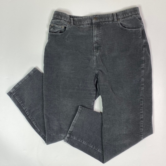 Vintage Ralph Lauren Grey Corduroy Tapered Pants Size 16W - Picture 1 of 11